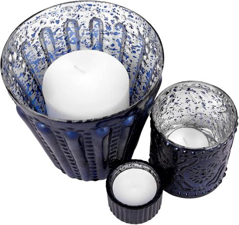 Koyal Wholesale Mismatched Votive Candle Holders Mega Set of 12 (Navy Blue) in Saudi Arabia