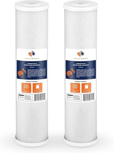 Aquaboon Carbon Water Filter Replacement - 5 Micron Water Filter 20 x 4.5 inch - Whole House CTO Carbon Block Water Filter Cartridge Compatible with FC25B, EPM-20BB, CB-BB-20, 155783-43, 2 Pack in Saudi Arabia