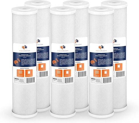 Aquaboon Carbon Water Filter Replacement - 5 Micron Water Filter 20 x 4.5 inch - Whole House CTO Carbon Block Water Filter Cartridge Compatible with FC25B, EPM-20BB, CB-BB-20, 155783-43, 2 Pack in Saudi Arabia