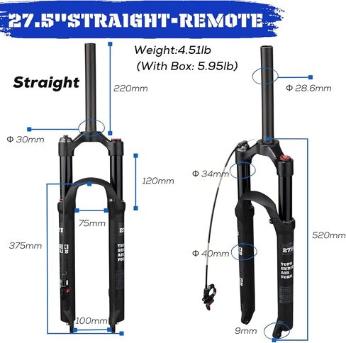 دورات كوركي دراجة هوائية جبلية شوكة تعليق هوائية جهاز تحكم عن بعد 26/27.5/29 سفر 120mm-QR 9mm- شوكات أمامية مستقيمة MTB in Kuwait