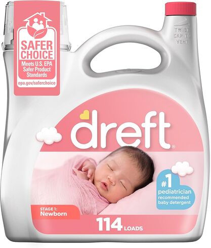 Dreft Newborn Baby Liquid Laundry Detergent, Gentle on Sensitive Skin, HE Compatible, 2 pack, 32 loads each in Saudi Arabia