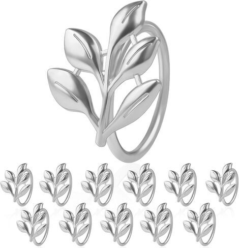 Leaf Napkin Ring Holder Set of 12 Gold Color Dining Table Décor for Wedding Party Dinner Banquet (Gold 12pcs) in Kuwait