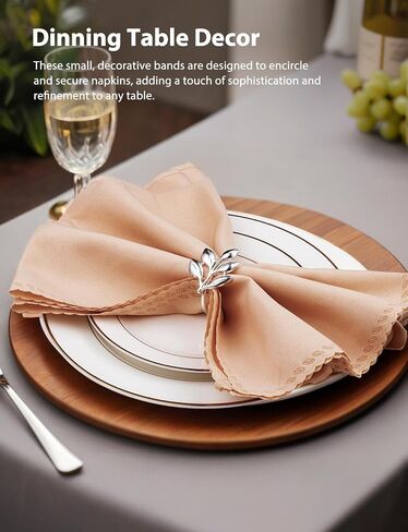 Leaf Napkin Ring Holder Set of 12 Gold Color Dining Table Décor for Wedding Party Dinner Banquet (Gold 12pcs) in Kuwait