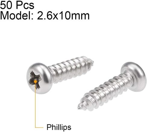 uxcell 2x4mm Self Tapping Screws Phillips Pan Head Screw 316 Stainless Steel Fasteners Bolts 50Pcs in Saudi Arabia