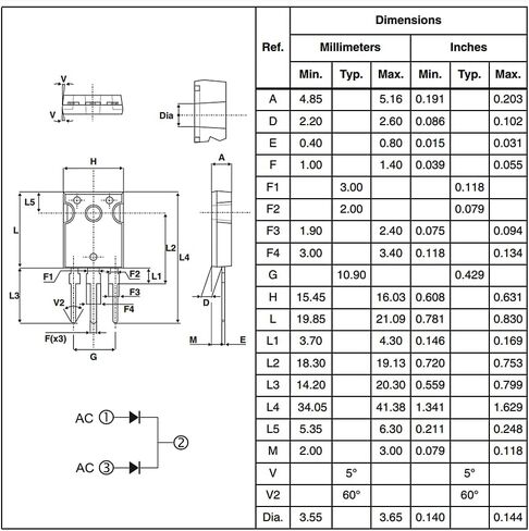 MBR60100PT ASEMI Schottky Barrier Diode TO-247/3P 60A100V with Heat Sink for Transformer (5) in Kuwait