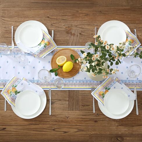 Elrene Home Fashions Capri Lemon Mediterranean Spring/Summer Fabric Table/Console Runner, 13"x70" in Saudi Arabia