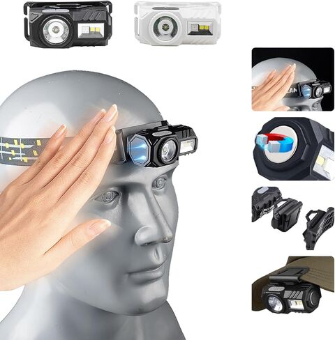 LED Rechargeable Headlamp, 9 Lighting Modes, Motion Sensor, RGB/white light/SOS flashing LED Headlamp for Outdoor Camping, Running, Cycling, Climbing, Fishing, Hiking, Repairing, headlamp rechargeable in Saudi Arabia