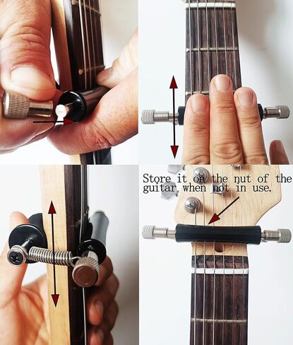 2 Pack Guitar Rolling Capo Sliding Capo Adjustable Capo Rubber and Stainless Steel Capo for Tuning Tone of String Instruments Like Folk Classic Acoustic Electric Guitar Ukulele Mandolin Banjo in Saudi Arabia