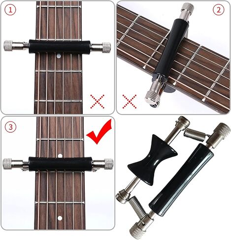 2 Pack Guitar Rolling Capo Sliding Capo Adjustable Capo Rubber and Stainless Steel Capo for Tuning Tone of String Instruments Like Folk Classic Acoustic Electric Guitar Ukulele Mandolin Banjo in Saudi Arabia
