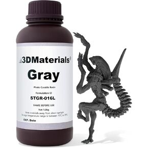 SuperFast 3D Printer Resin Water Washable, 0.6 sec 50um Printing, Made in Korea by 3DMaterials (1000g, Dark Grey)
