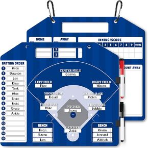 Erweicet Magnetic Baseball Lineup Board for Dugout, Blue Baseball Clipboard for Coaches