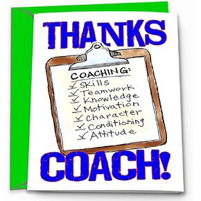 1-Pack Best VOLLEYBALL Coach Clipboard Thanks Coach (5x7) Greeting Cards Awesome for Volleyball Seasons Team Banquet Party Coach Appreciation - They'll Love 'Em!