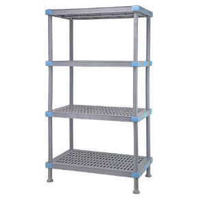 FSE Quantum QP213674VS-4 Millenia Shelving Unit, 36"W x 21"D x 74"H, 2000 lbs. Load Capacity, All Polymer, Rust Proof, Gray Finish, NSF, Made in USA