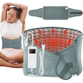 Upgraded Heating Pad for Back Pain Relief Electric Large Heating Pads with Belt (12"x24"+20"), 6 Heat Level & 4 Timer Auto Off, Ultra-Soft Heating Pad Electric Heating Pads with Belt