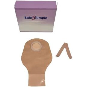 Safe n Simple 9" Drainable Ostomy Bag Two Piece Pouch Without Filter - 2 1/4" Flange, Beige - Ostomy Products - Colostomy & Ileostomy Bags - Supplies for Colostomy & Ileostomy - 10 Count