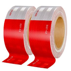 DOT-C2 Reflective Tape, DOT Reflective Tapes 2" x 30Feet Waterproof Red and White Adhesive Reflector Tape for Trailer Cars Trucks Outdoor