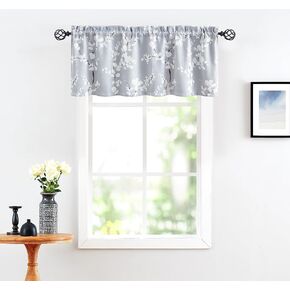 FMFUNCTEX 100% Blackout Floral Curtains for Bedroom, Grey Curtains 84 inches Long Blossom Flower Patterned for Living Room,Thermal Insulated Farmhouse Drapes, Grommet Top 2 Panels (White on Grey)