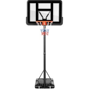 Sweetcrispy Outdoor Portable Basketball Hoop Goal Court System 4.2-10ft Adjustable Height 44 Inch Shatterproof Backboard Fillable Base with 2 Wheels for Kids Youth and Adults in Backyard Driveway