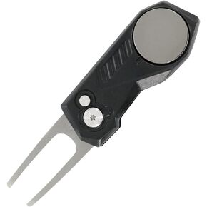 Foldable Golf Divot Repair Tool Divot Tools with Ball Marker Removable Automatic Pop-up Button for Green Repair Stainless Steel Great Golf Gift for Men Women Golfer