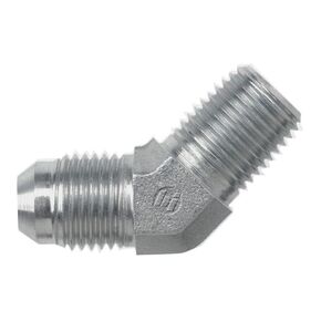 2503-02-02-FG Forged Steel 45 Degree Elbow Adapter, 5/16"-24 SAE x 1/8"-27 NPTF Thread, 1/8" Male JIC x 1/8" Male NPTF, 0.438" Flats