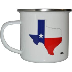 Rogue River Tactical Texas State Cutout Flag Camp Mug Enamel Camping Coffee Cup Gift TX Texan Lone Star State Camping Gear