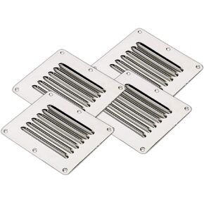 Amarine Made Stainless Steel Stamped Louvered Vent - Rectangular - 07722S - 4-1/2" X 5" (4-Pack)