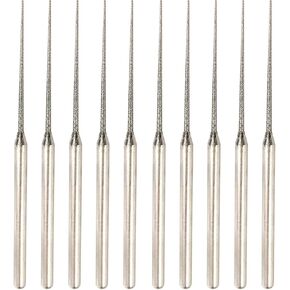 Diamond Burr Bits Carving Bits 0.05" Needle Dia 1/8" Shank Dia Grinding Burr for Stone, Glass, Ceramic -10pcs
