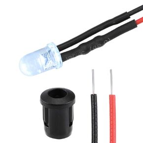 uxcell 10Set DC 12V 5mm Pre Wired LED with Holder, White Light Round Top Clear Lens, 8mm Panel Mount