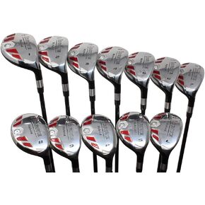 Senior Women's Golf Clubs All Ladies iDrive Hybrid Set includes: #1, 2, 3, 4, 5, 6, 7, 8, 9, PW, SW, LW. Lady L Flex Right Handed Utility Clubs with Premium Ladies Arthritic Grip. 60+ Years Old