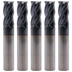 BestParts High Performance 5pcs Solid Carbide End Mills, AlTiN Coated, 4 Flute, 30 Degree Helix, 7/16" Cutting Diameter, 7/16" Shank Diameter, 1" Length of Cut, 2-3/4" Overall Length, Square End