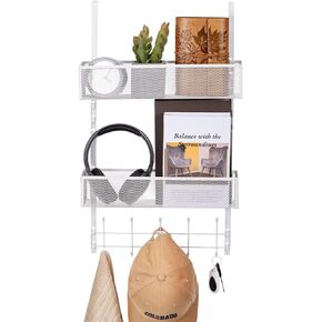 منظم خطافات فوق الباب، رف معطف مع 5 خطافات وسلتين شبكيتين، منظم تخزين خلف الباب للحمام وغرفة النوم والمطبخ والمكتب (أسود) in Kuwait