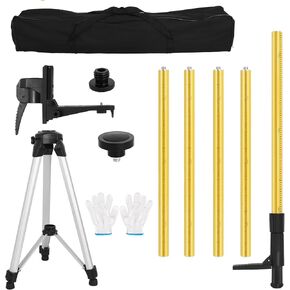 Laser Level Pole with Tripod, 12Ft./3.7M Telescoping Pole with 1/4-Inch by 20-Inch Laser Mount for Rotary and Line Laser Level, Adjustable Laser Tripod Stand with 5/8"-11 Threaded Adapter