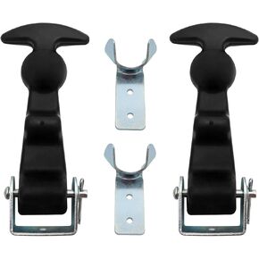QWORK 2Packs 4.7 inch T-Handle Draw Latches with Brackets, Rubber Flexible Hood Catch t-Handle Hasp, for Tool Box, Hood, Vehicle Engine