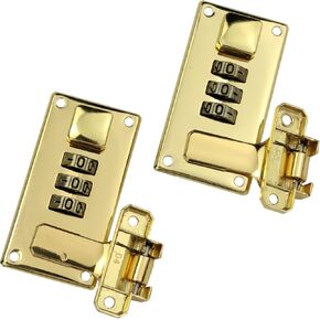 2pcs Luggage Combination Lock, Toolbox Hasp with Combination Lock, 3 Digit Combination Lock (Gold)