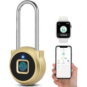 Fingerprint Lock, Dhiedas Gym Locker Lock with Fingerprint Bluetooth APP, Biometric Fingerprint Padlock with Keyless, Waterproof Smart Padlock for Locker School Suitcase Cabinet Storage