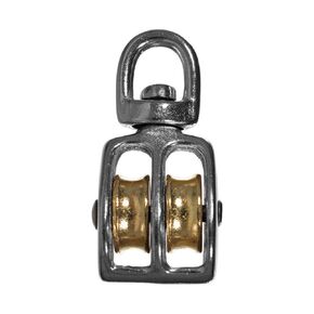 Rope and Cord Metal Swivel Double Wheel Pulley for 1/4 Inch Rope Hoisting and Maneuvering - 1-1/2 Inch