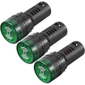 uxcell 3Pcs Red Indicator Light with Buzzer AC/DC 24V, 22mm Panel Mount Flashing Alarm, for Electrical Control Panel, HVAC, DIY Projects