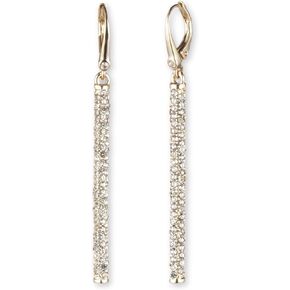 أقراط متدلية خطية Micropavé ذهبية اللون من DKNY - مجوهرات نسائية جميلة - أقراط متدلية ذهبية اللون وكريستال