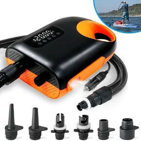 20PSI Paddle Board Pump-Portable Electric SUP Air Pump, Dual Stage Inflation & Deflation SUP Pump, 110W Paddleboard Pump with Auto-Off Function & 12V DC Car Connector for Paddle Board, Kayaks