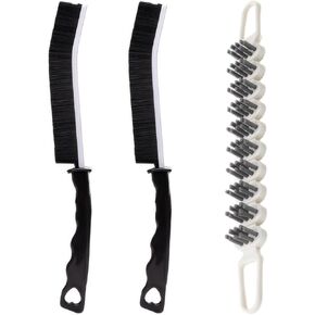 Crevice Cleaning Brush Hard Bristle Grout Cleaner Brush Scrub Brush Toilet Brush Cleaning Tools Cleaning Supplies for Household Use Bathroom Kitchen 3 Pcs (Black&White)