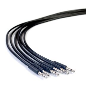Slimline Black CV Patch Cables Eurorack Modular Patch Leads, 6-Pack (11.8")