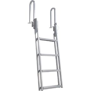 Flip Up Dock Ladder 4/5 Steps,Pontoon Boat Ladder with Anti-Corrosion 6063 Aluminum & Upgraded Widen Nonslip,350lbs Marine Pontoon Boat Dock for Lake/Pool/Boarding/RV (4-Steps)