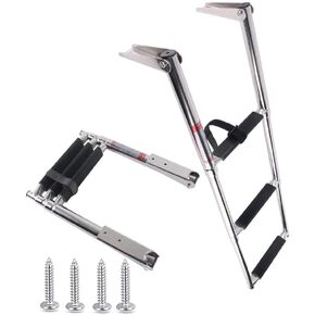 3 Step Stainless Steel Telescoping Boat Ladder Swim Step, 900 Pound Capacity for Marine Yacht
