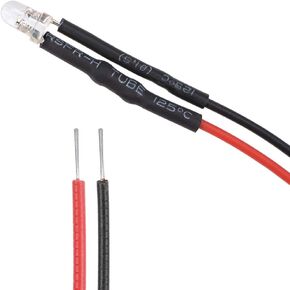 uxcell 10Pcs DC 12V 3mm Pre Wired LED, Flashing Red Light Round Top Clear Lens, Light Emitting Diodes with Edge