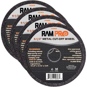 Ram-Pro 4-1/2 Inch Metal Cut-Off Wheel Blades | Abrasive Arbor Grinder Disc Set Ideal for Cutting, Grooving, Sanding and Trimming Ferrous Metal & Steel (100 Pack).