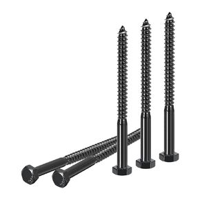 1/4" x 1-1/4" Hex Lag Bolts - 25 Pack - for Woodworking, Furniture - 304 Stainless Steel Partial Thread Hexagon Head Lag Screws for Wood - Black