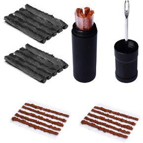Bike Tubeless Tire Tyre Repair Kit Plugger Plugs Tool Repair Tires Fix Flat Puncture MTB and Road Mountain Bicycle +25 Strips (10 x1.5 mm + 5 x 2.5 mm + 10 x 3.5 mm)