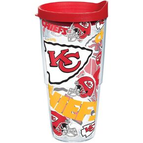Tervis Made in USA Double Walled NFL Kansas City Chiefs Insulated Tumbler Cup Keeps Drinks Cold & Hot, 24oz, All Over