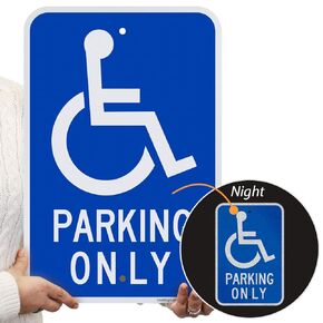 SmartSign Basics Handicap Parking Sign | 12" x 18" Engineer Grade Reflective ACM, Reserved Parking Signs for Handicapped Only