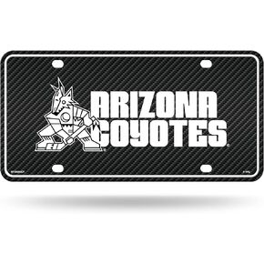 Rico Industries NHL Arizona Coyotes Carbon Fiber Metal Auto Tag 8.5" x 11" - Great for Truck/Car/SUV